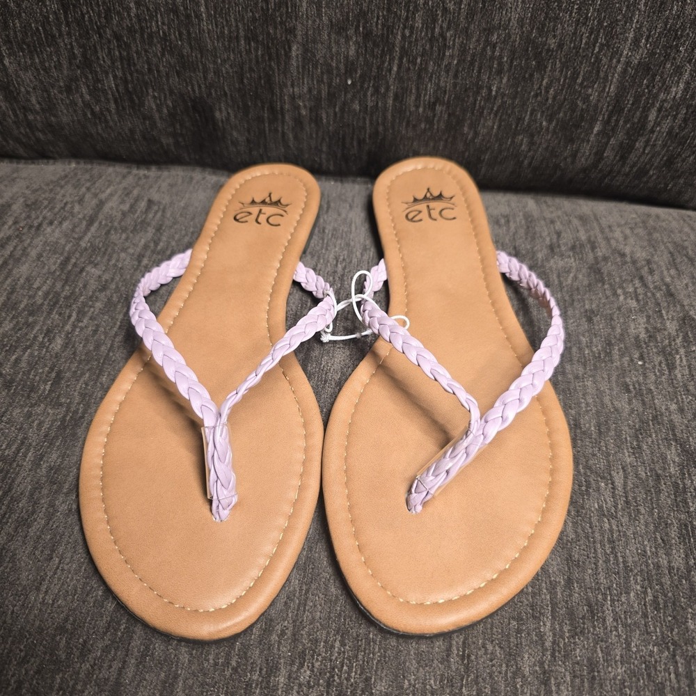 Etc Lavender-Colored Braided Strap Thong Sandals Women's Size 7/8